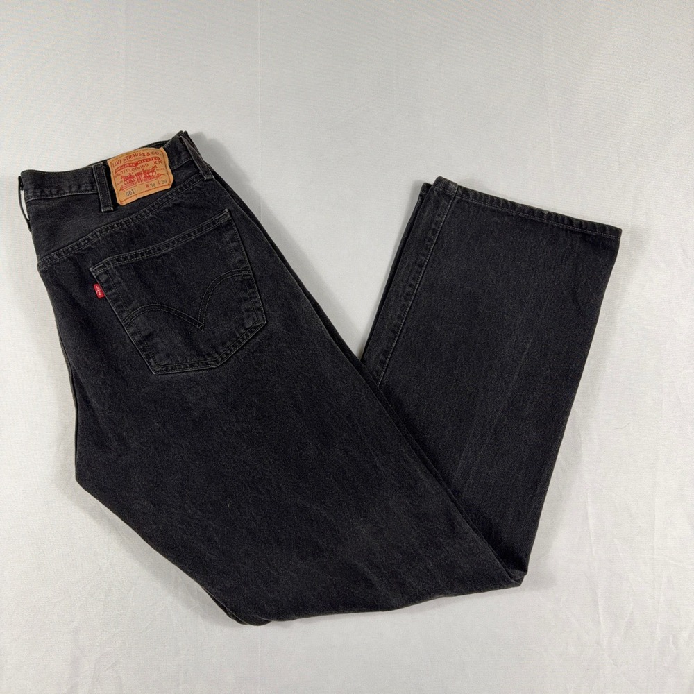 VTG Levi's 501 Original Fit Button Fly Black Denim Jeans 38x34 Straight Leg Mens